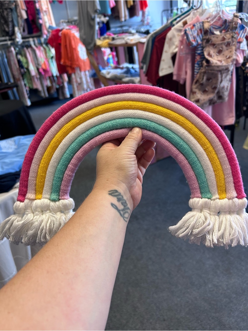 Handcrafted Pastel Rainbow Wall Hanging - Multicolor